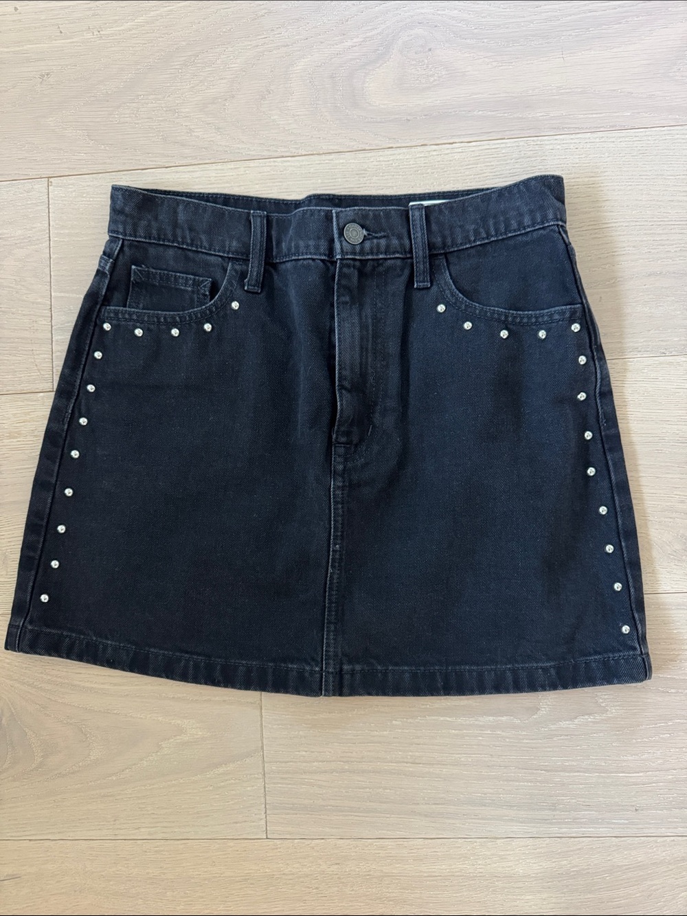 GAP Black Denim Mini Skirt with Silver Studs
